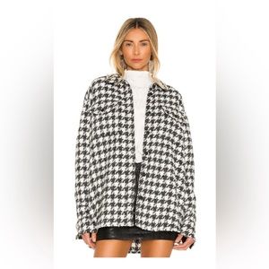 L'Academie Sloan Wool Tweed B & W Houndstooth Oversized Shirt Jacket Shacket S